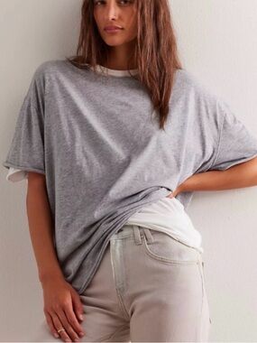 Free People We The Free Nina Tee Hetaher Grey Small
